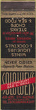 Matchbook Cover - Solowey's New York City bar restauant black
