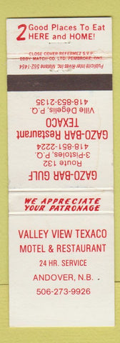 Matchbook Cover - Valley View Texaco Motel Andover NB