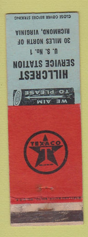 Matchbook Cover - Hillcrest Texaco oil gas Richmond VA WEAR