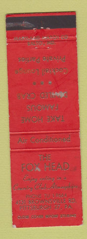 Matchbook Cover - Fox Head Restaurant Pittsburgh PA WORN