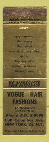 Matchbook Cover - Vogue Hair Salon New York City WEAR
