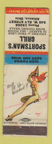 Matchbook Cover - Sportsman's Grill Alliance OH pinup WEAR