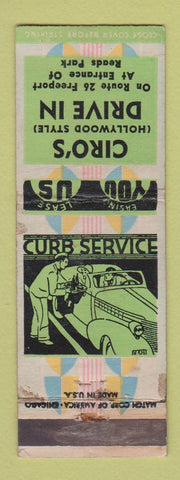 Matchbook Cover - Ciro's Drive In Freeport IL WEAR
