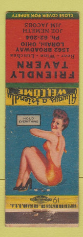 Matchbook Cover - Friendly Tavern Lorain OH opinup