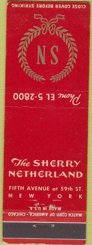 Matchbook Cover - Sherry Netherland Hotel New York City