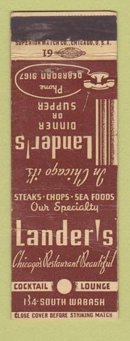 Matchbook Cover - Lander's Restaurant Chicago IL WEAR