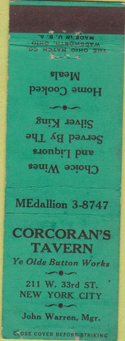 Matchbook Cover - Corcoran's Tavern New York City