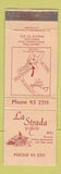 Matchbook Cover - La Strada Pizza Italian Restaurant Robina Australia WEAR