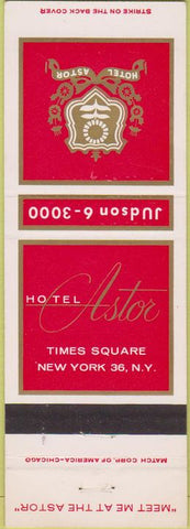 Matchbook Cover - Hotel Astor New York City
