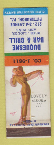 Matchbook Cover - Duquesne Bar Grill Pittsburgh PA pinup