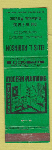 Matchbook Cover - Ellis Robinson Plumbing Heating Dickerson MD