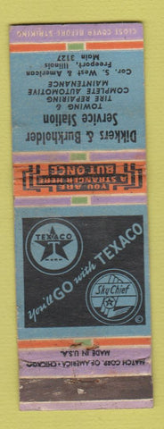 Matchbook Cover - Dikkers and Burkholder Texaco oil gas Freeport IL WORN