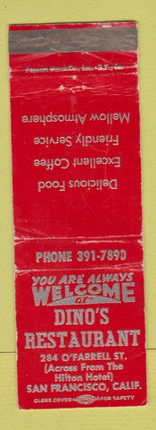 Matchbook Cover - Dino's Restaurant San Francisco CA WEAR