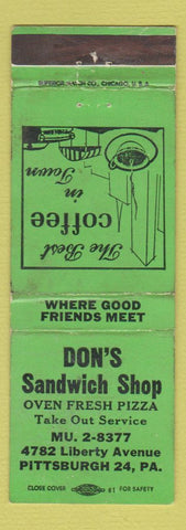 Matchbook Cover - Don's Sandwich Shop Pittsburgh PA WEAR