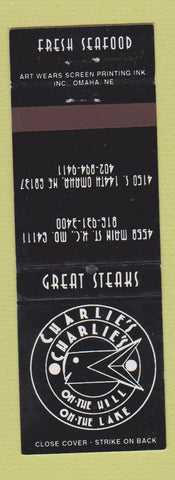 Matchbook Cover - Charlie's on the Hill Lake Seafood  Omaha NE Kansas City MO