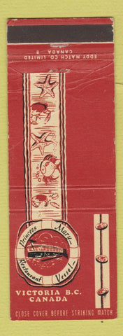 Matchbook Cover - Princess Mary Restaurant Victoria BC WEAR