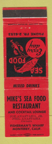 Matchbook Cover - Mike's Seafood Restaurant Monterey CA