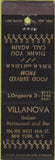 Matchbook Cover - Villanova Italian Restaurant New York City