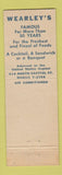 Matchbook Cover - Wearley's Restaurant Washington DC feature