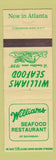 Matchbook Cover - Williams Seafood Restaurant Atlanta GA WEAR