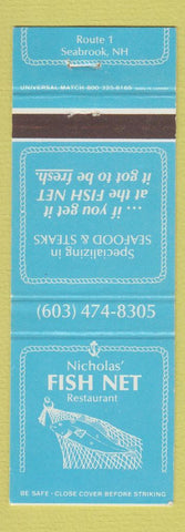 Matchbook Cover - Nicholas' Fish Net Restaurant Seabrook NH