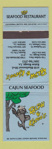 Matchbook Cover - Ralph & Kacoo's Baton Rouge New Orleans Bossier City LA
