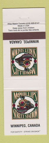 Matchbook Cover - McPhillips Street Station Winnipeg MB
