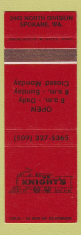 Matchbook Cover - Knight's Restaurant Spokane WA train