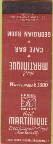Matchbook Cover - Hotel Martinique New York City