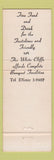 Matchbook Cover - White Cliffs Restaurant Northboro MA