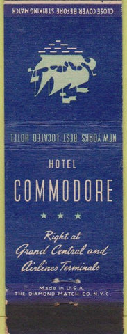 Matchbook Cover - Hotel Commodore New York City