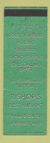 Matchbook Cover - Bishop's Restaurant Lawrence MA WEAR