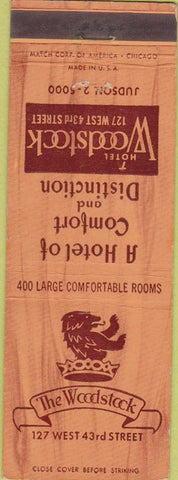 Matchbook Cover - Woodstock Hotel New York City