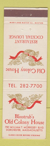Matchbook Cover - Blinstrub's Old Colony House Dorchester MA