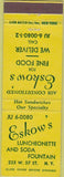 Matchbook Cover - Eskow's Lunch New York City