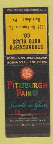 Matchbook Cover - Pittsburgh Paints Strohecker's Auto Glass Harrisburg PA