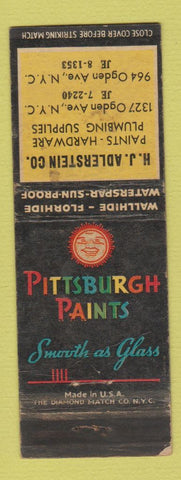 Matchbook Cover - Pittsburgh Paints HJ Adlerstein New York City  WEAR