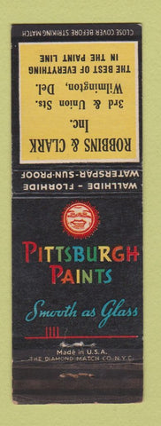 Matchbook Cover - Pittsburgh Paints Robbins and Clark Wilmington DE