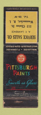 Matchbook Cover - Pittsburgh Paints Service Sales Woonsocket RI WORN