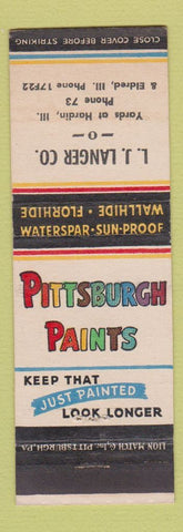 Matchbook Cover - Pittsburgh Paints LJ Langer Hardin IL Eldred