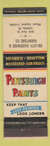 Matchbook Cover - Pittsburgh Paints Tri City Hardware La Salle IL