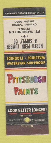 Matchbook Cover - Pittsburgh Paints North Penn Lumber Fort Washington PA