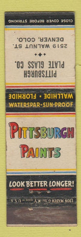 Matchbook Cover - Pittsburgh Paints Plate Glass Denver Colorado WEAR