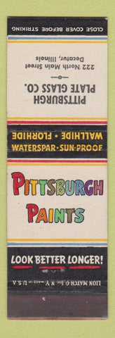 Matchbook Cover - Pittsburgh Paints Plate Glass Decatur IL