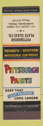 Matchbook Cover - Pittsburgh Paints Plate Glass Harrisburg PA