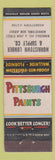 Matchbook Cover - Pittsburgh Paints Morristown Lumber NJ