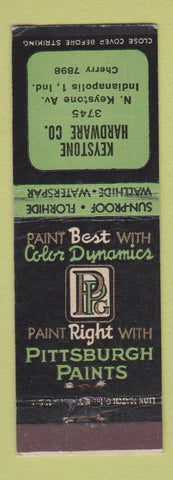 Matchbook Cover - Pittsburgh Paints Keystone Hardware Indianapolis IN