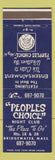 Matchbook Cover - Peoples Choice Night Club Bridgewater MA