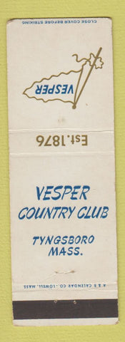 Matchbook Cover - Vesper Country Club Tyngsboro MA