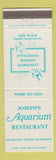 Matchbook Cover - Joseph's Aquarium Restaurant Boston MA